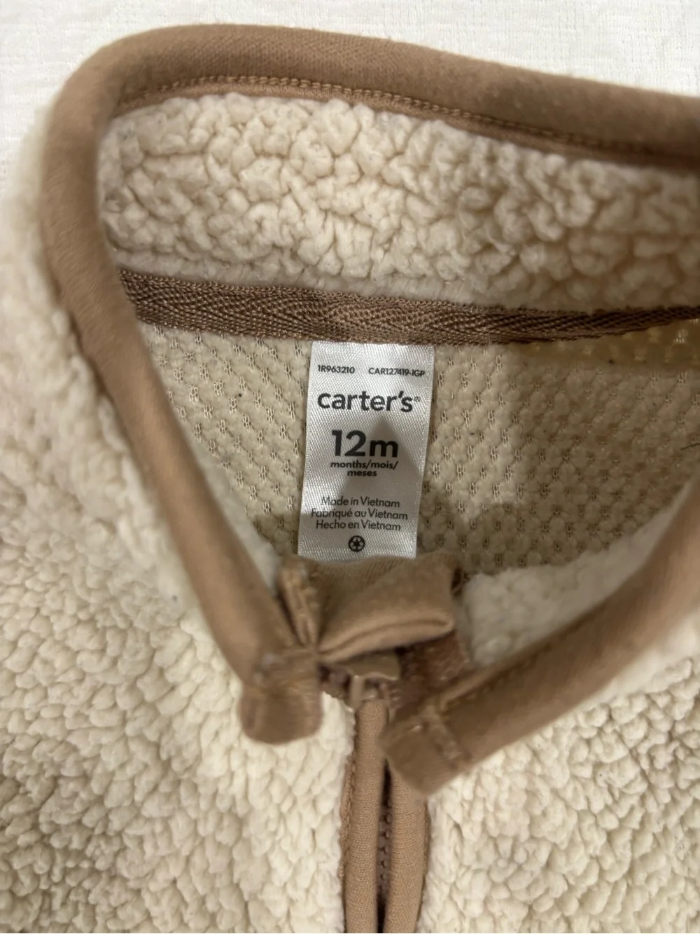 Carter's Cream Sherpa Footed One-Piece with Zip and Pocket